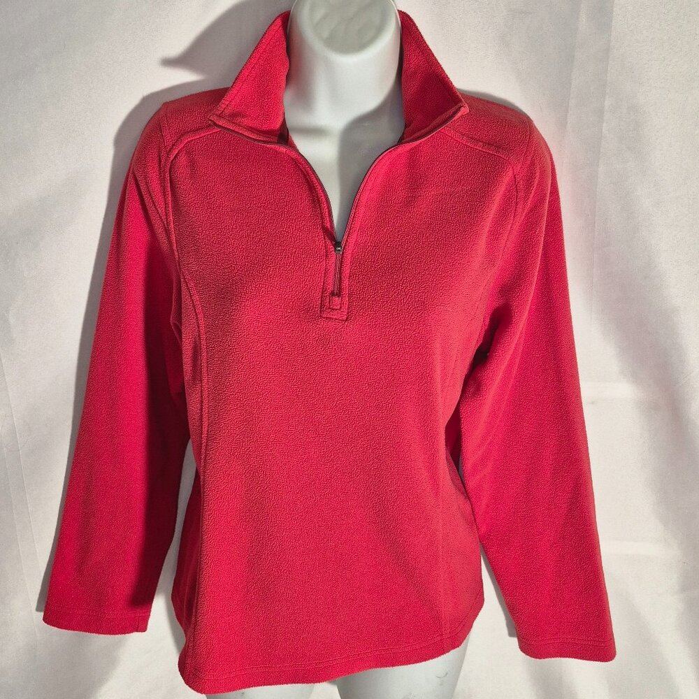 LAND'S END fleece zippered sweater top, red in size small